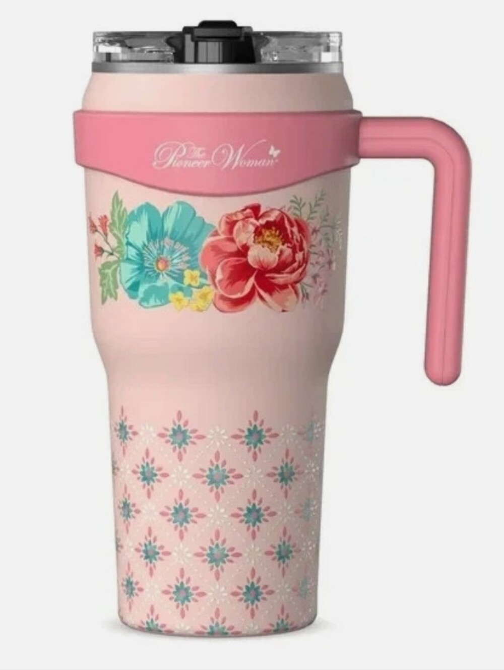 New Pioneer Woman Fancy Flourish Pink Floral 40 oz Tumbler